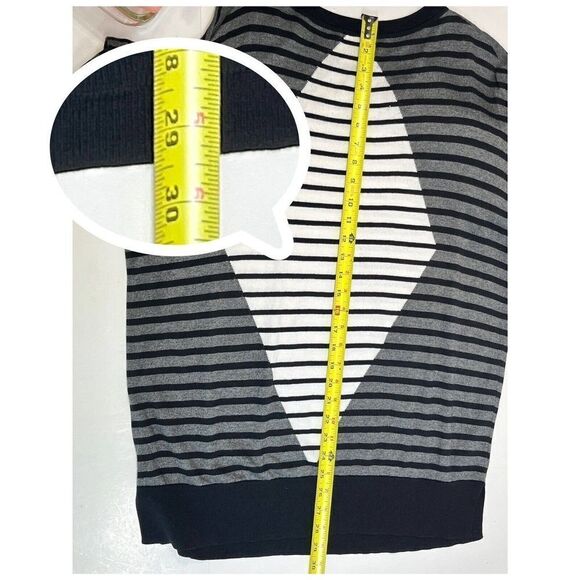 Planet by Lauren G Striped Oversized Sweater OSFM Black White Gray Striped - Picture 5 of 8